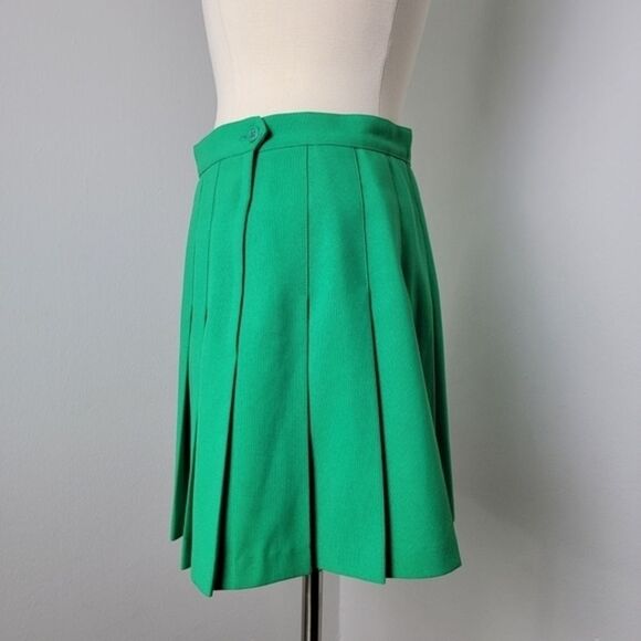 Vintage 80s/90s Green High Waist Pleated Mini Tennis Skirt Size 14 - Picture 5 of 10